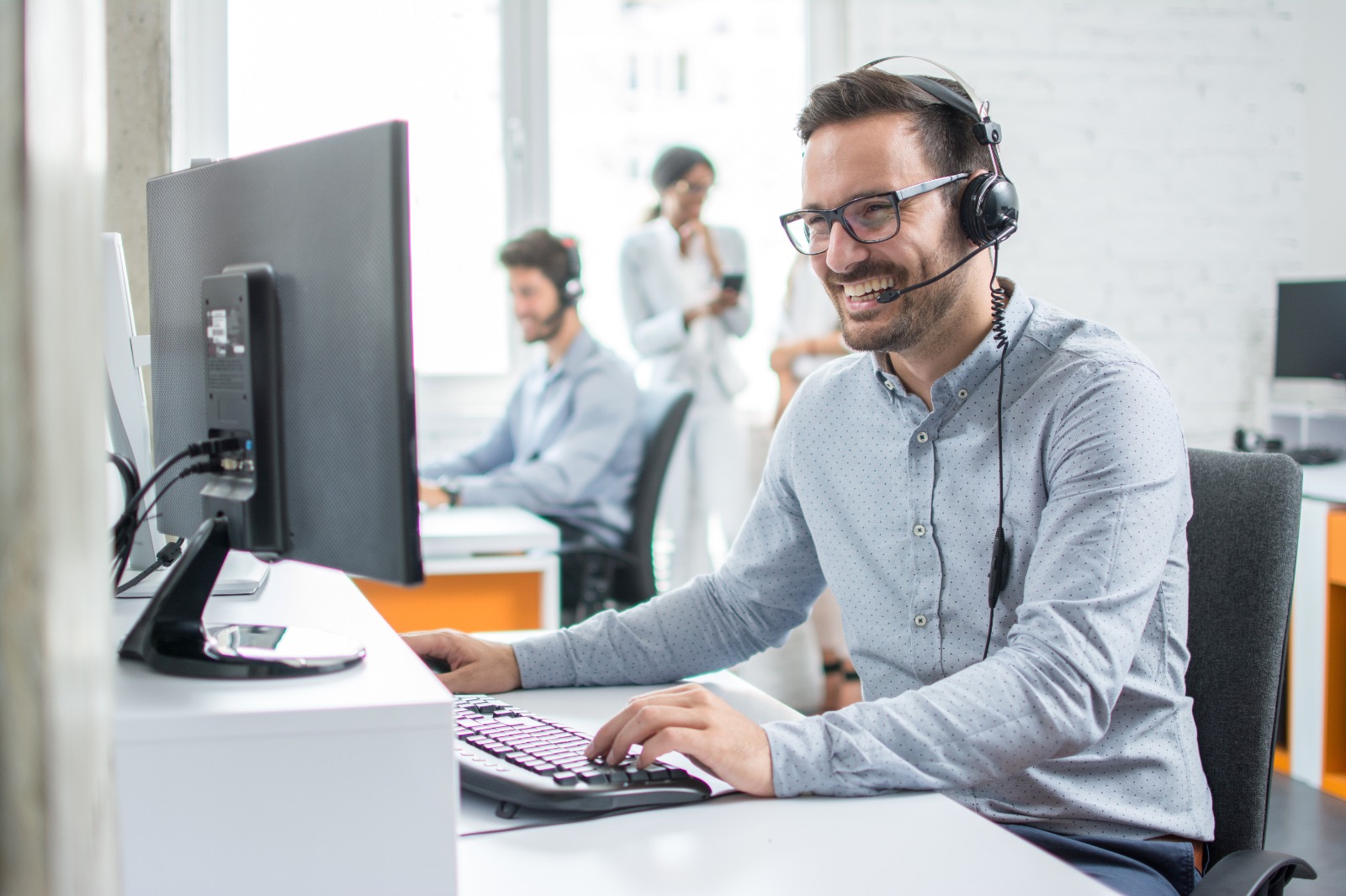 Customer support specialist helping with janitorial lead generation