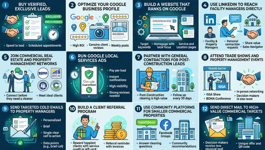 Details About 12 Proven Ways to Get Janitorial Leads in 2026