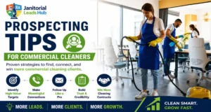 Commercial cleaning team prospecting for new clients using effective lead generation and sales strategies.