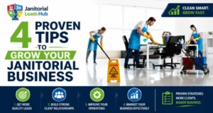 Professional commercial cleaning staff demonstrating 4 proven ways to grow a janitorial business and attract more clients